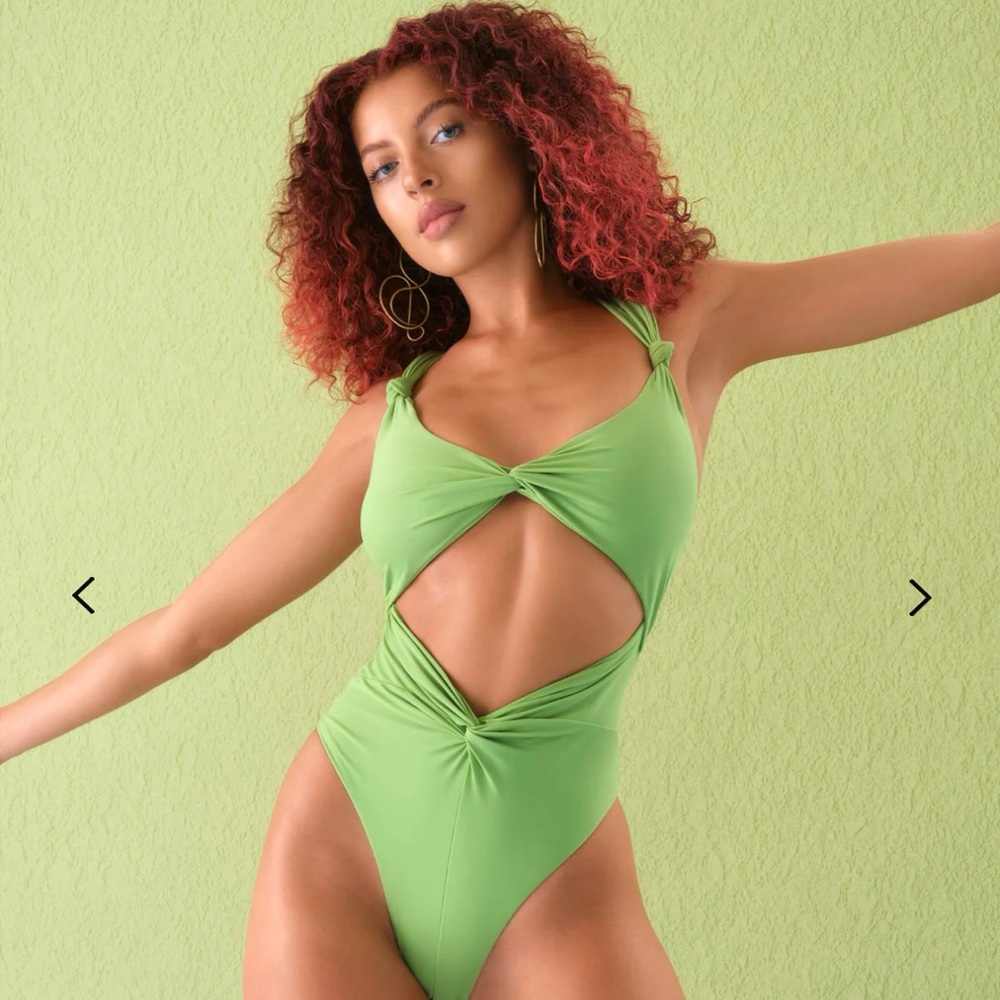 NWT Andrea Iyamah Green Cut Out One-Piece Swimsuit